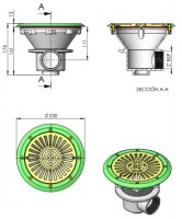 Dnová výpusť pr.210mm pre fóliové bazény - svetlo šedá (RAL7004)