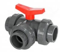 Bazénový guľový ventil 3-cestný D63 mm - lepenie / lepenie / lepenie