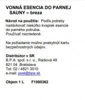 Vonná esencia do parnej sauny - breza - 1 l