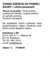 Vonná esencia do parnej sauny - citrón/pomaranč - 1 l